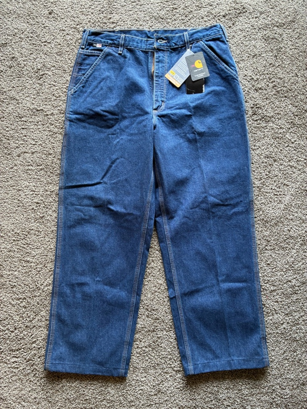 Carhartt Men’s Straight Work Jeans in Dark Blue